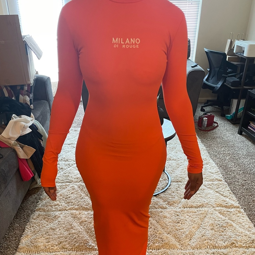 Orange Milano Di Rouge Fitted Dress